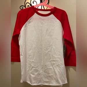 Kids Neutral red/white baseball shirt.  Size 8